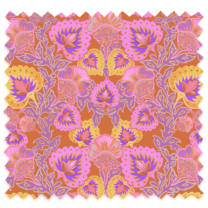 Garden of India Tangerine Velvet Fabric