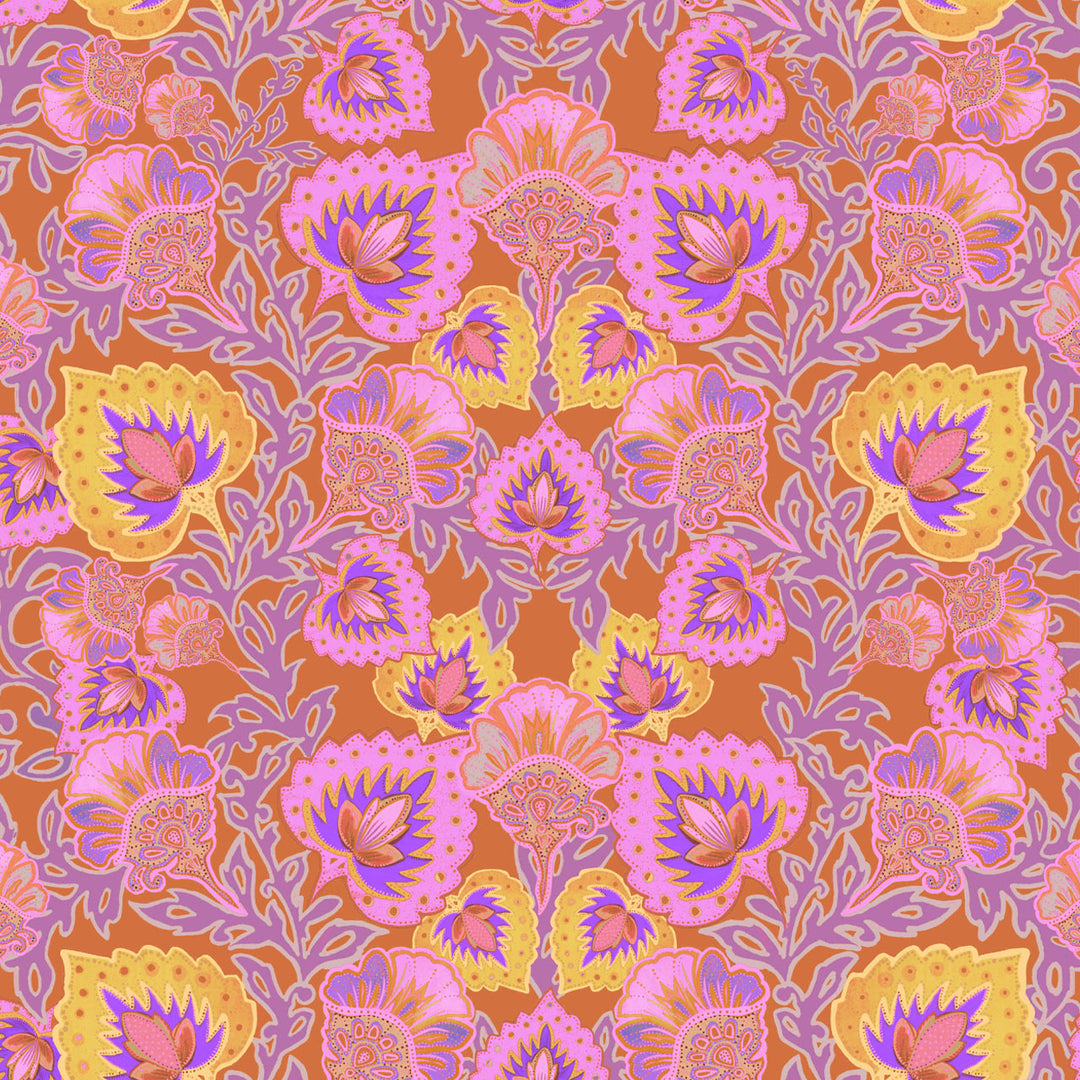 Garden of India Tangerine Velvet Fabric