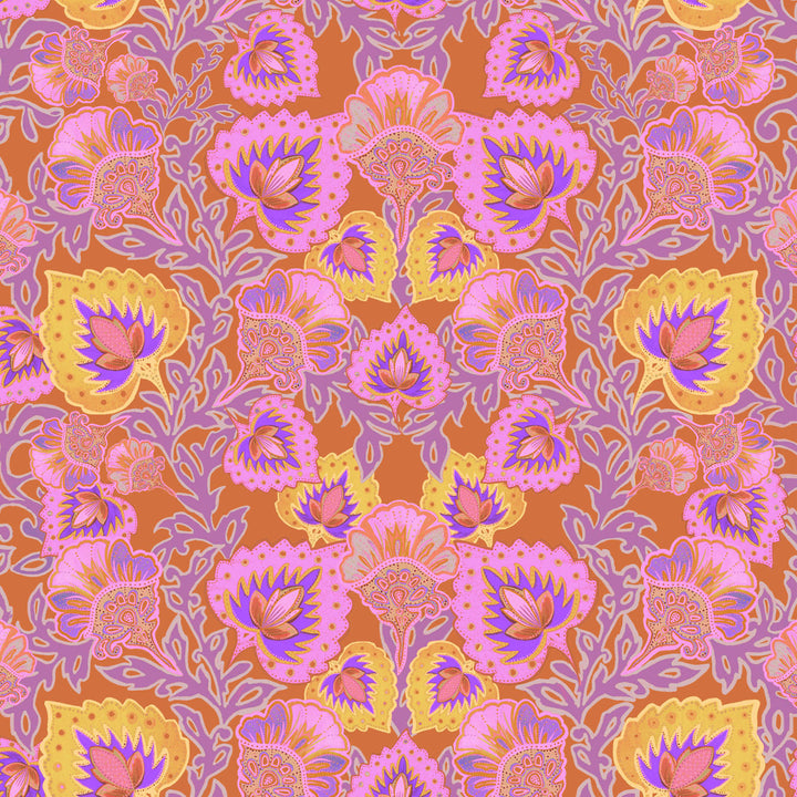 Garden of India Tangerine Velvet Fabric