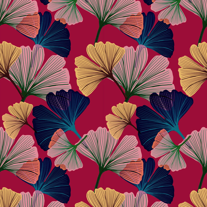 Ginkgo Magenta Wallpaper