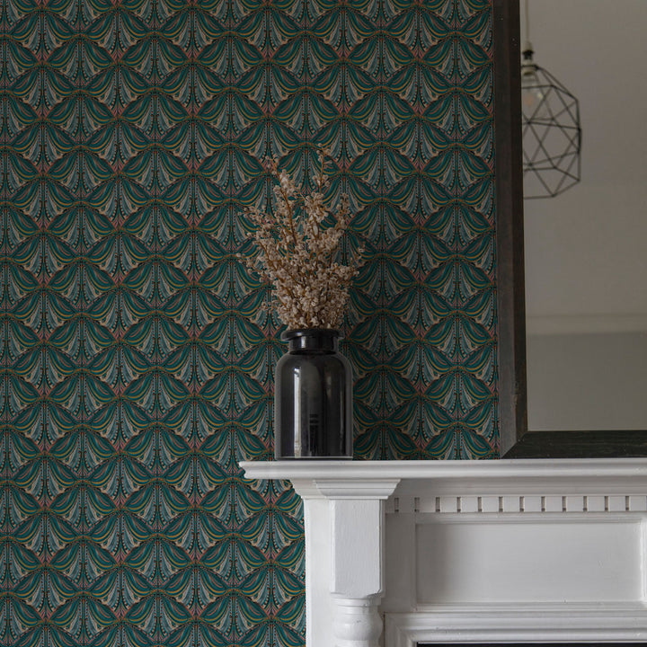 Mumbai Deco Teal Wallpaper