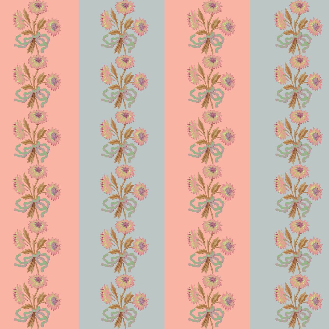 Chateau Stripe Peach and Cloud Wallpaper
