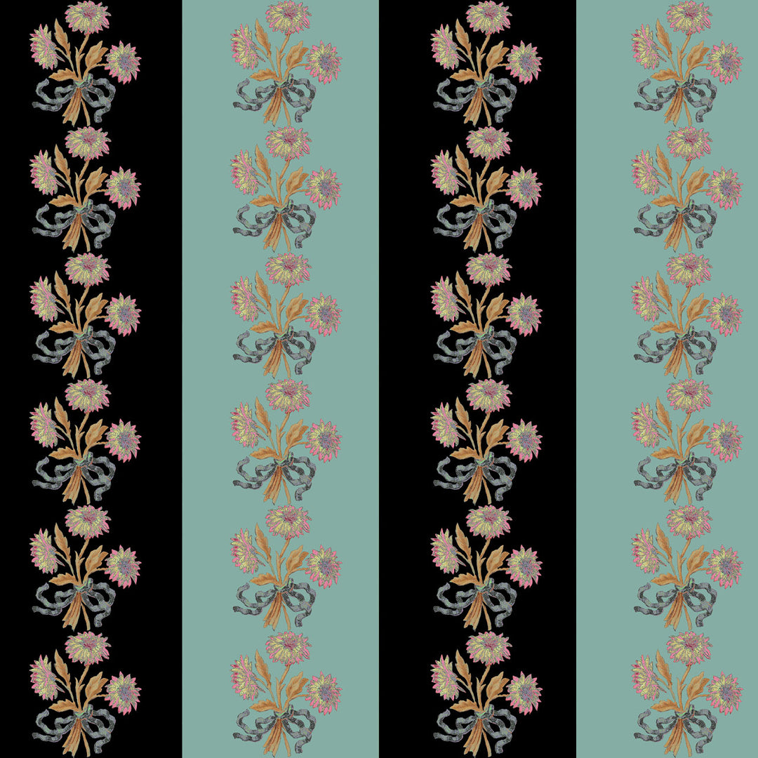 Chateau Stripe Ink and Blue Wallpaper