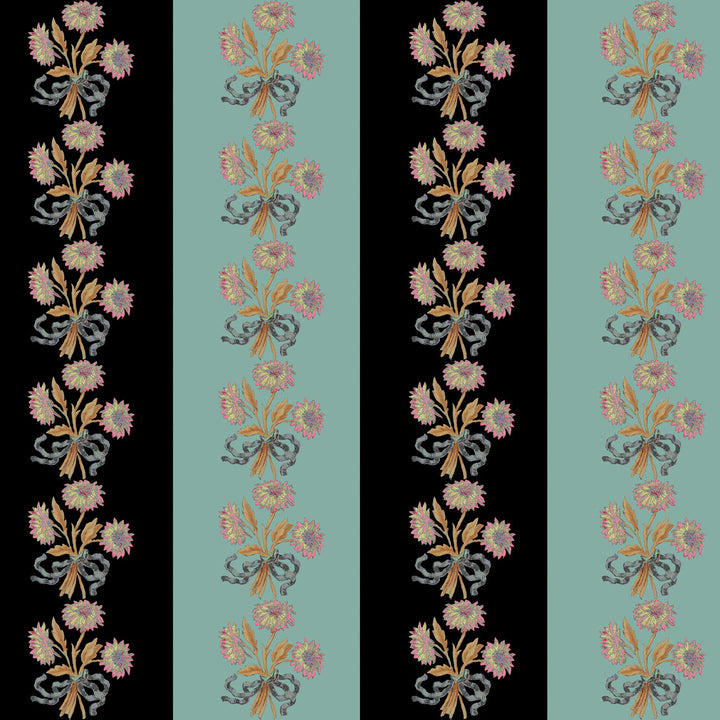 Chateau Stripe Ink and Blue Wallpaper