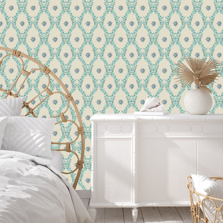 Belle Teal Wallpaper