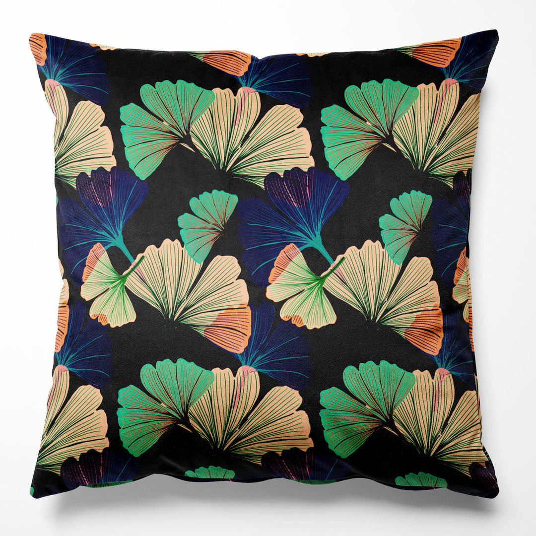 Ginkgo Black Velvet Cushion