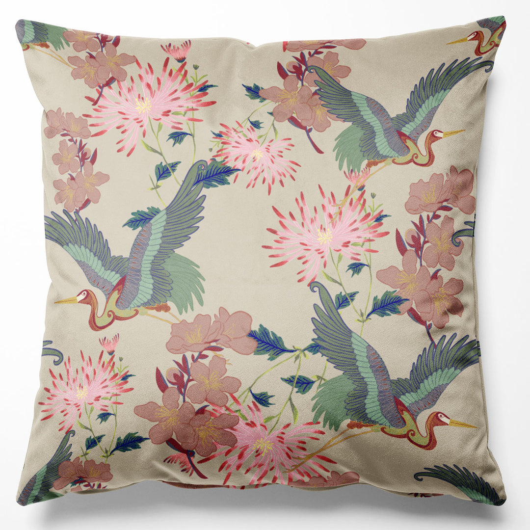 Blossom Vanilla Velvet Cushion
