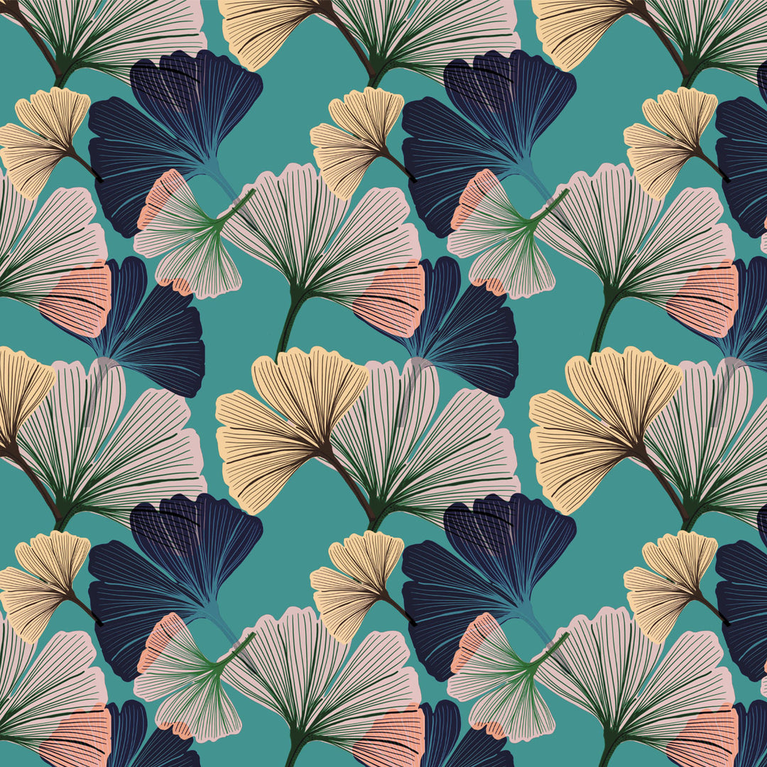 Ginkgo Blue Velvet Fabric