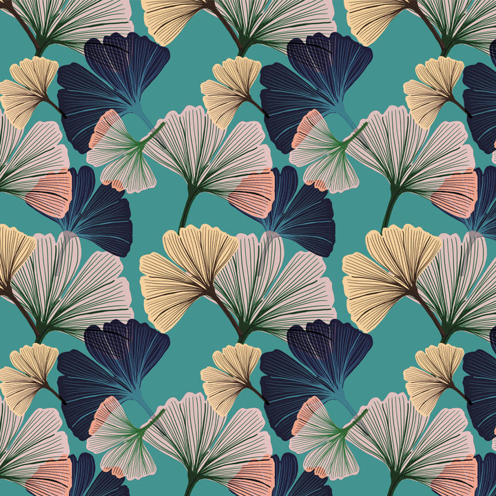 Ginkgo Blue Velvet Fabric