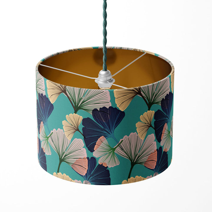 Ginkgo Blue Drum Lampshade