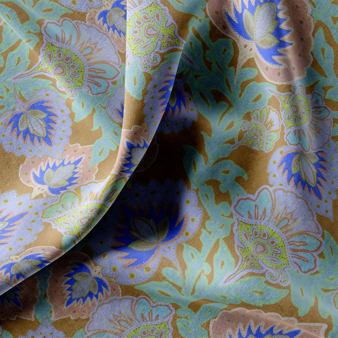 Garden of India Mustard Velvet Fabric