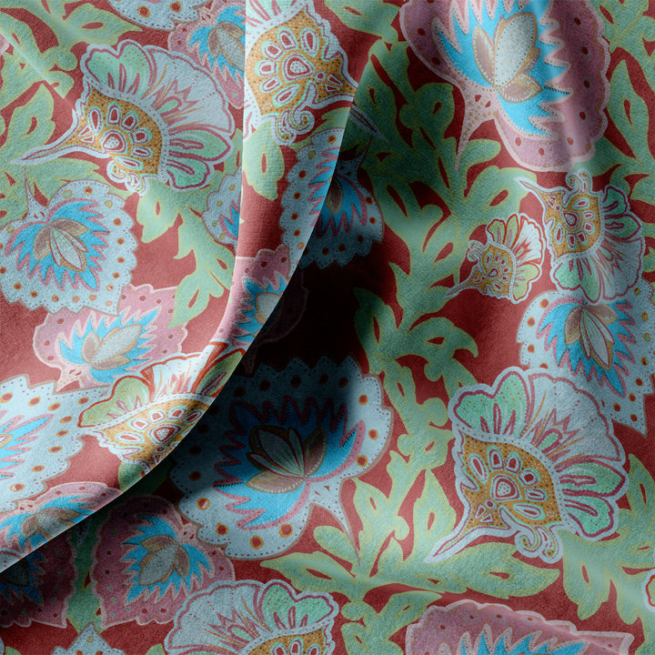 Garden of India Rust Velvet Fabric