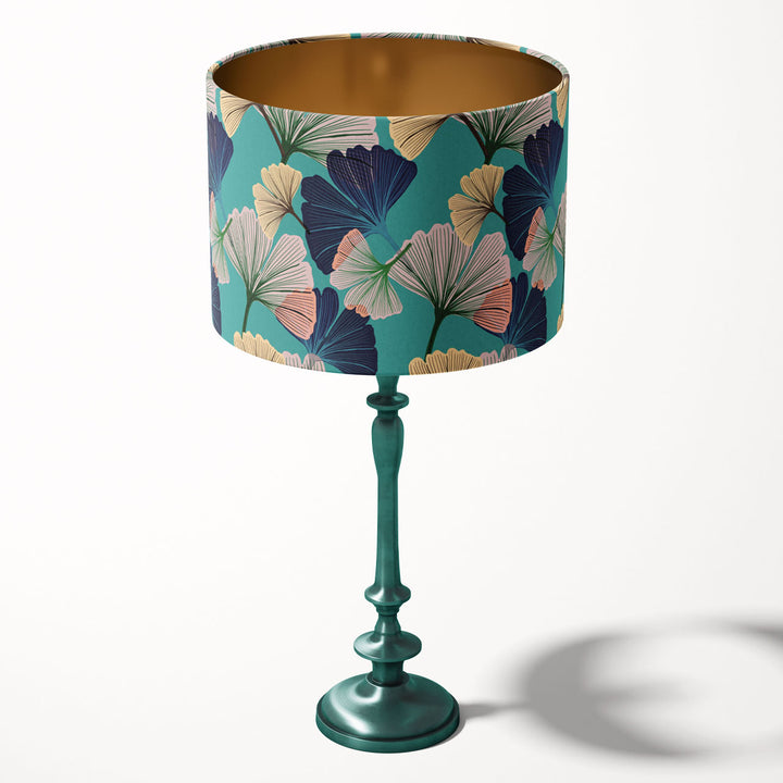 Ginkgo Blue Drum Lampshade