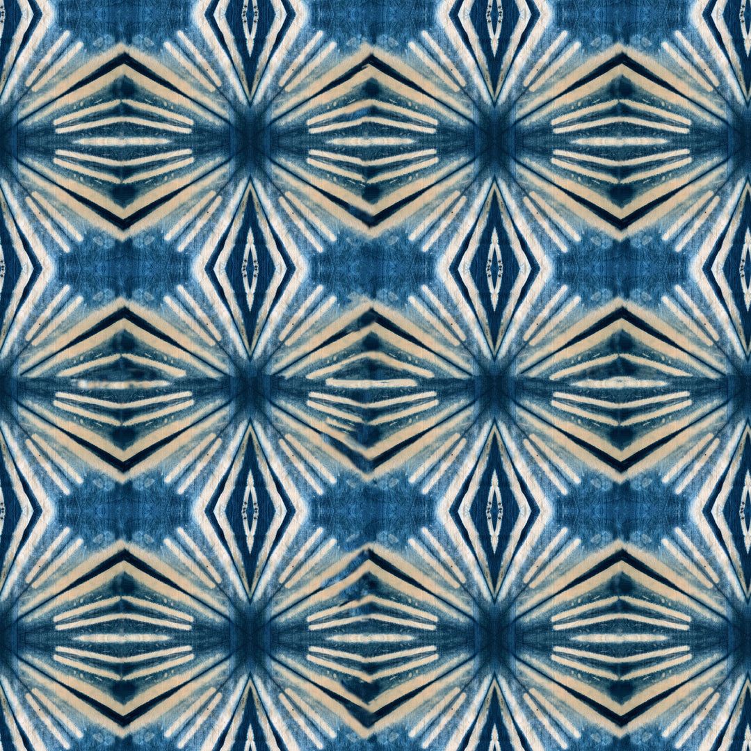 Indigo Itajime Diamond Velvet Fabric