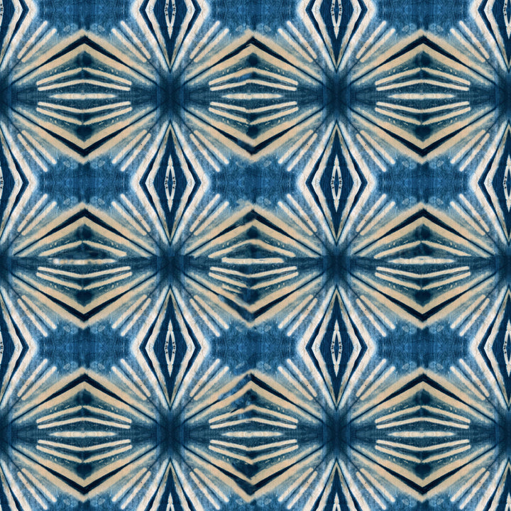 Indigo Itajime Diamond Velvet Fabric