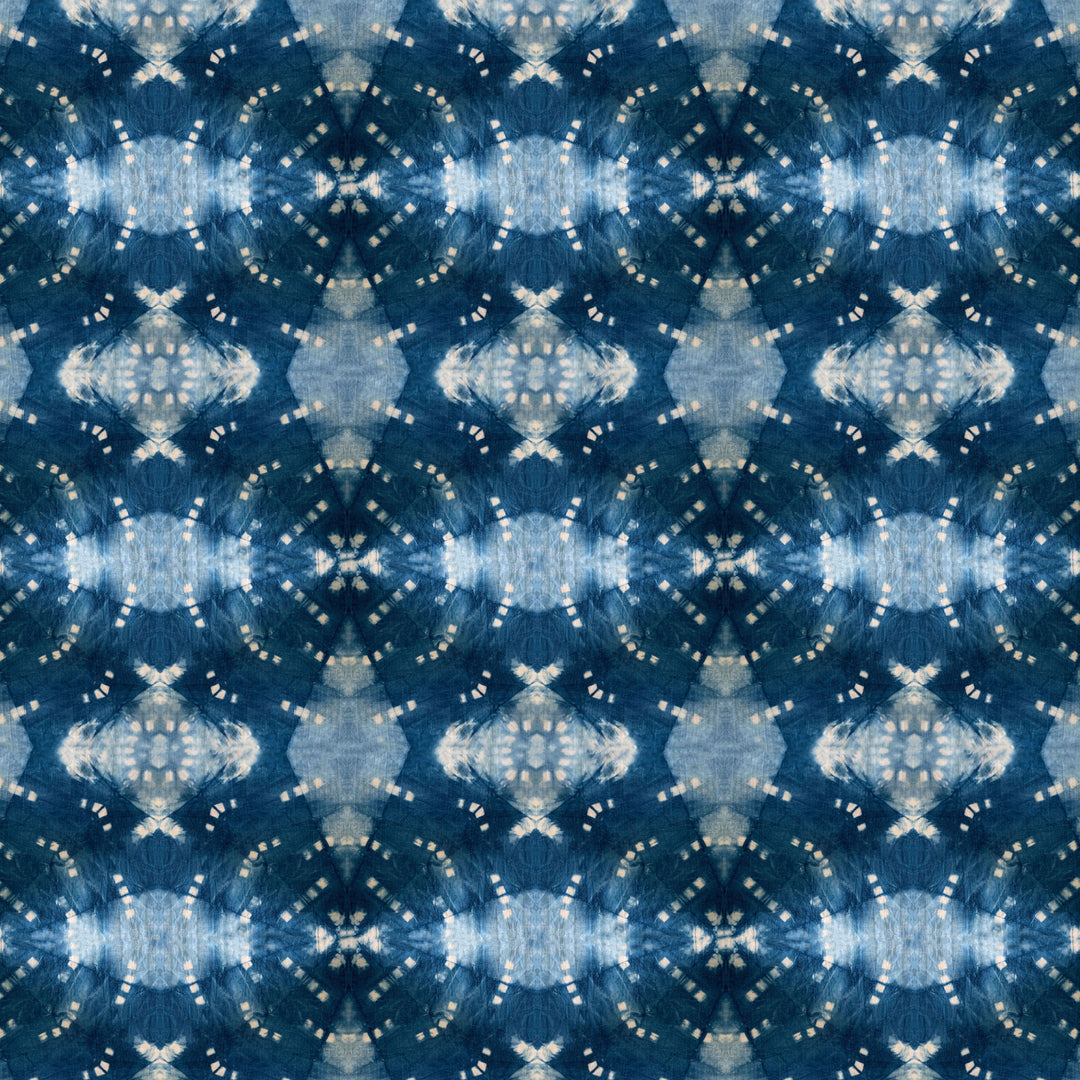 Indigo Itajime Row Velvet Fabric