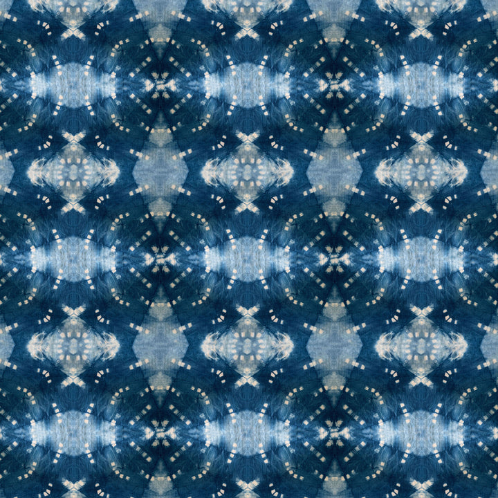 Indigo Itajime Row Velvet Fabric