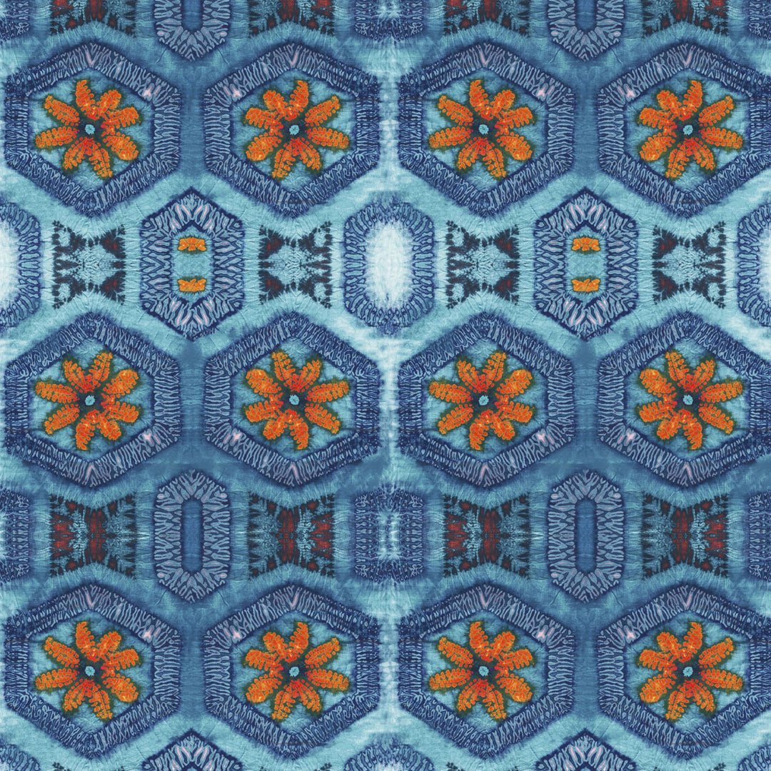 Blue and Tangerine Nui Burst Wallpaper