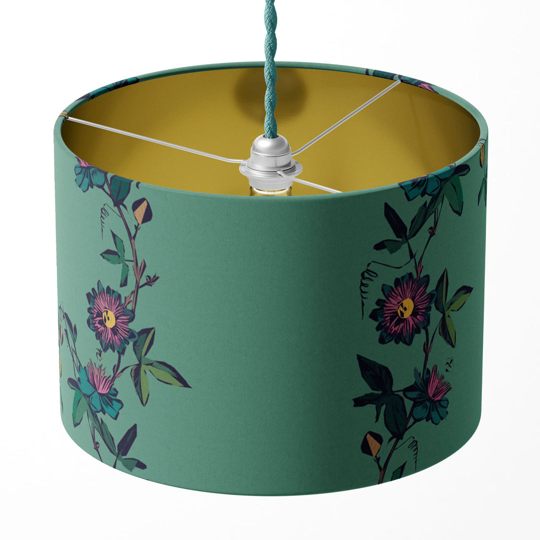 Passion Flower Leaf Drum Lampshade