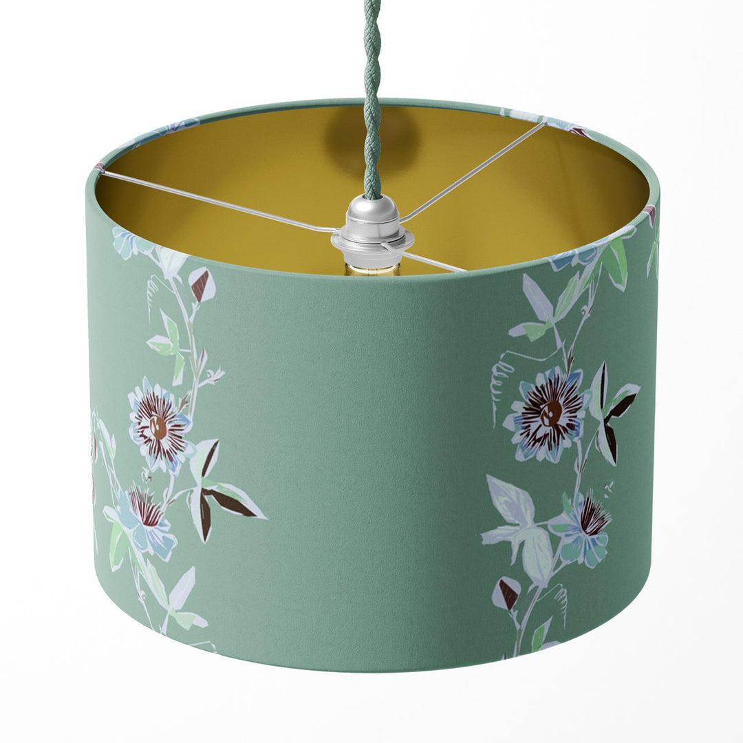 Passion Flower Pistachio Drum Lampshade