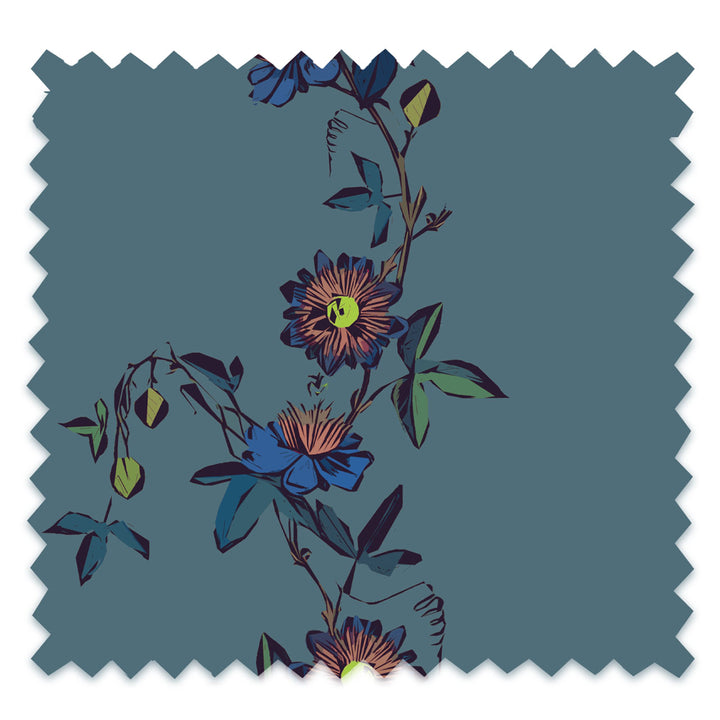 Passion Flower Steel Velvet Sample