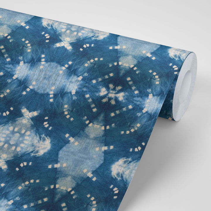 Indigo Itajime Row Wallpaper