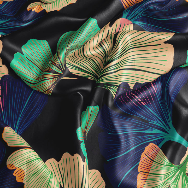 Ginkgo Black Velvet Fabric