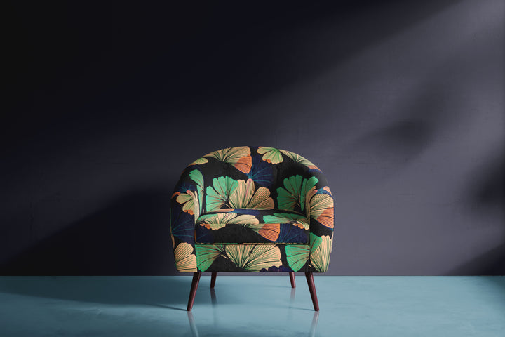Ginkgo Black Velvet Fabric