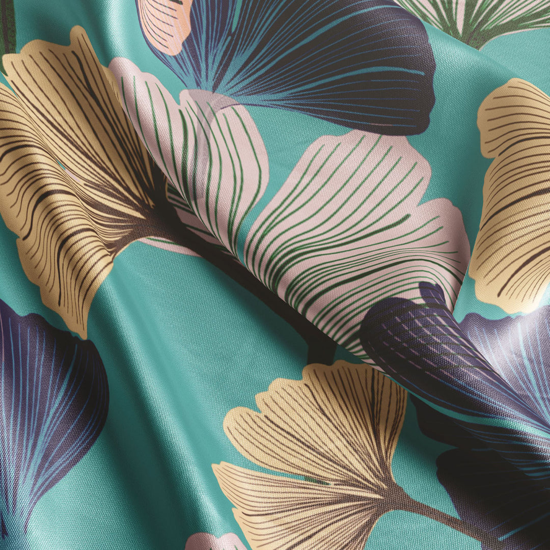Ginkgo Blue Velvet Fabric