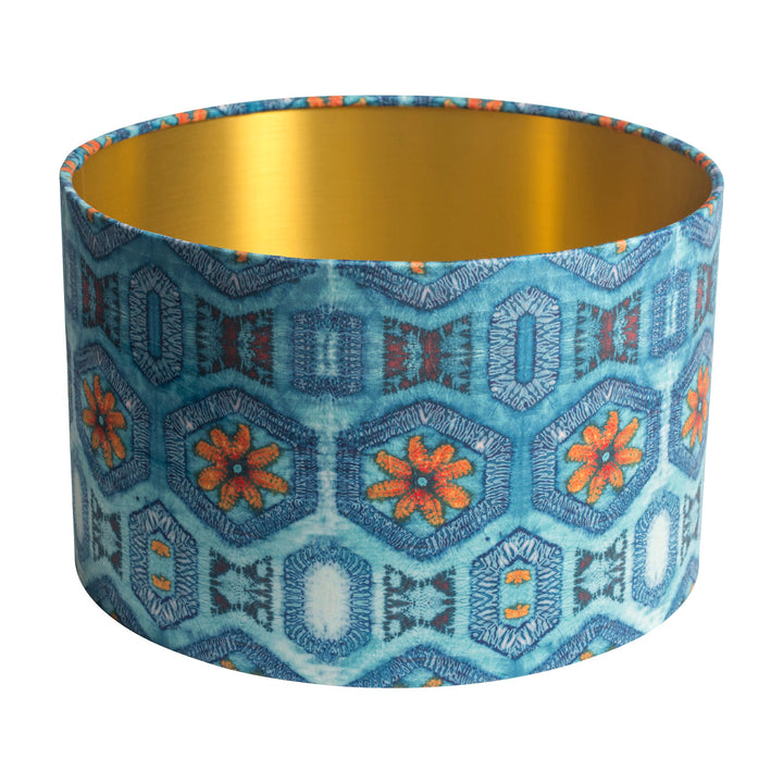 Blue and Tangerine Nui Burst Drum Lampshade