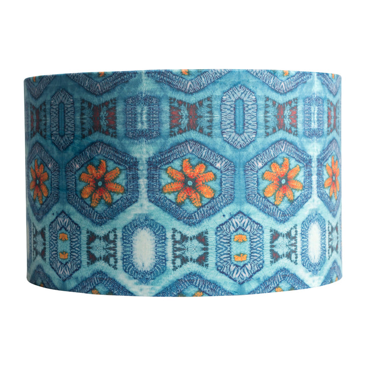Blue and Tangerine Nui Burst Drum Lampshade