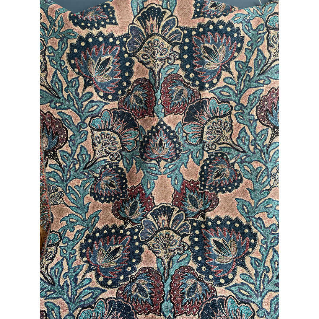 Garden of India Indigo and Camel Blanket