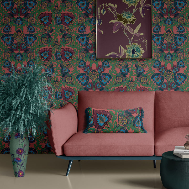 Garden of India Coral Wallpaper
