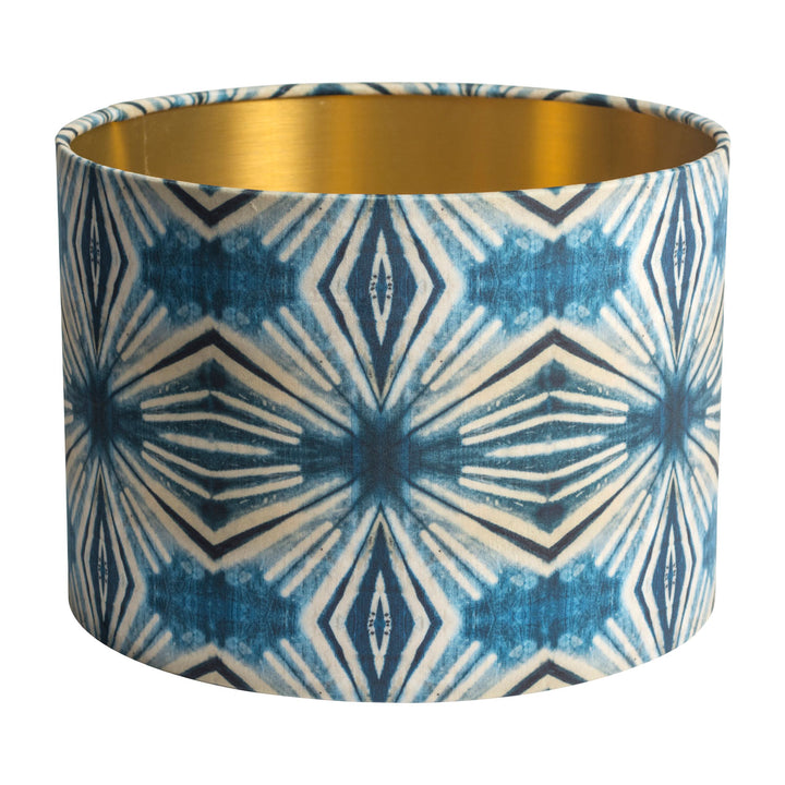 Indigo Itajime Diamond Drum Lampshade
