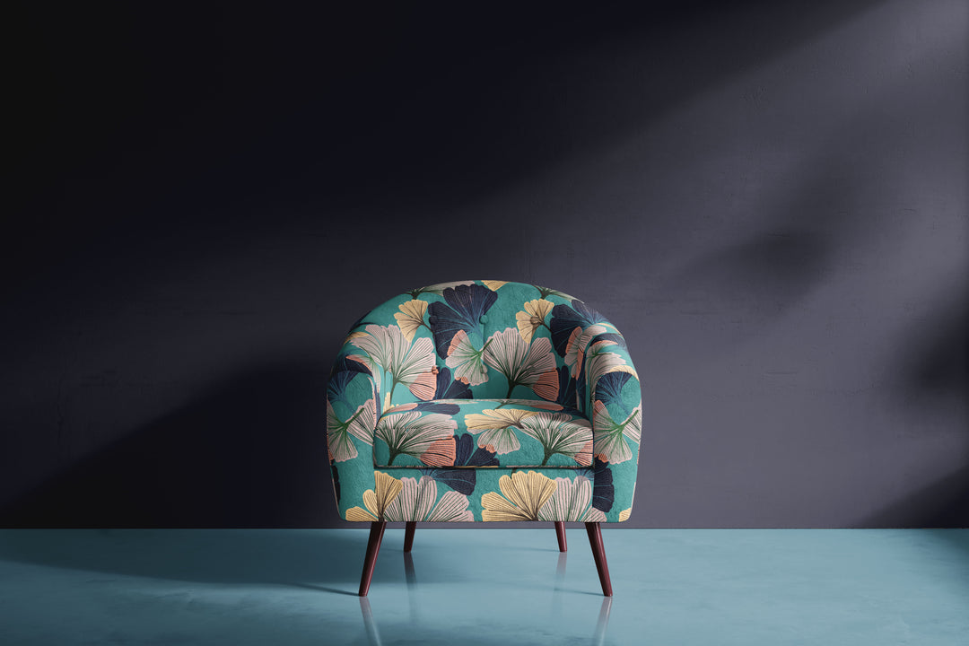 Ginkgo Blue Velvet Fabric