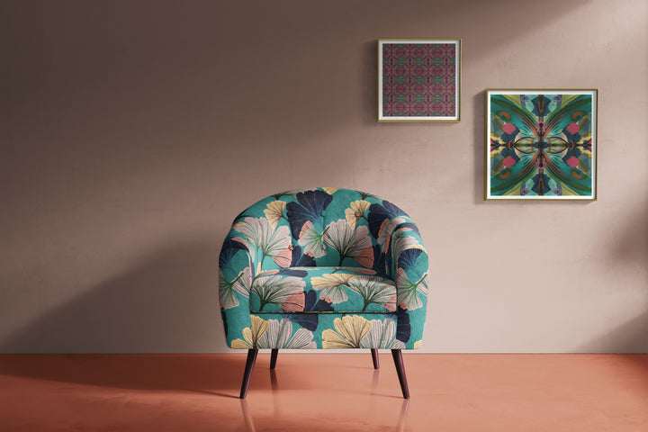 Ginkgo Blue Velvet Fabric