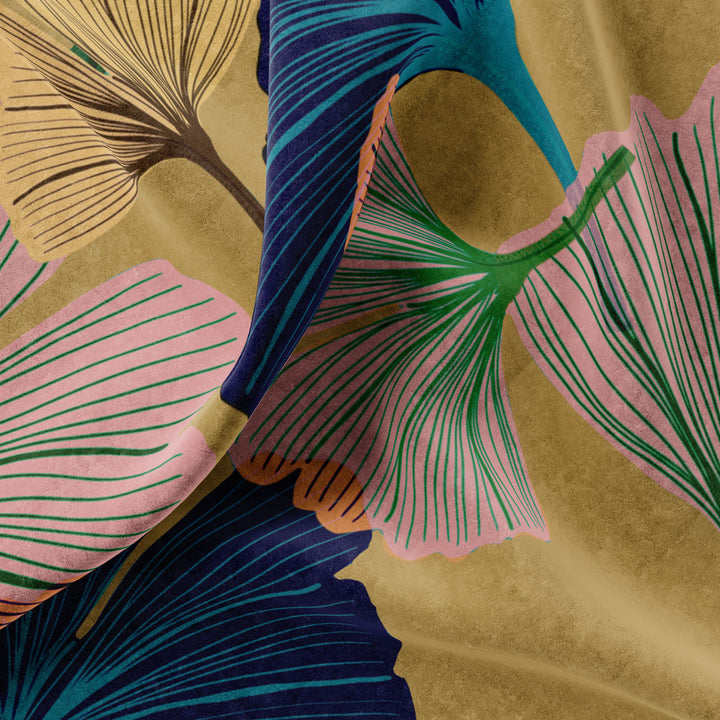 Ginkgo Buttercup Velvet Fabric