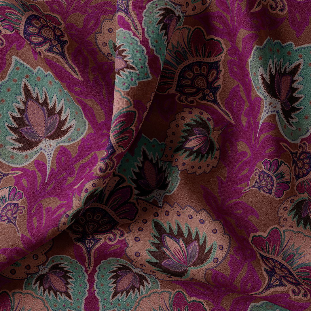 Garden of India Ruby Linen Fabric