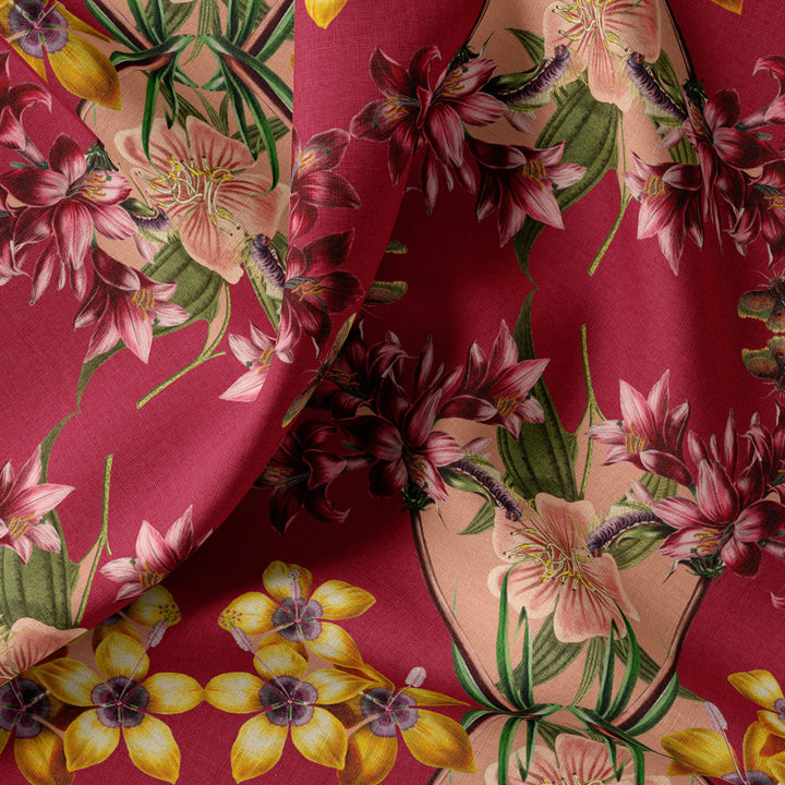 Hampi Cherry Linen Fabric