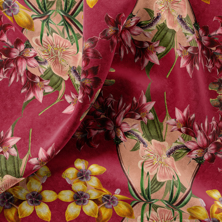 Hampi Cherry Velvet Fabric