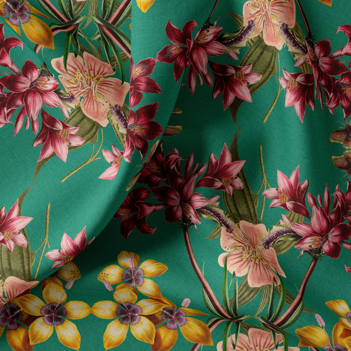 Hampi Emerald Linen Fabric