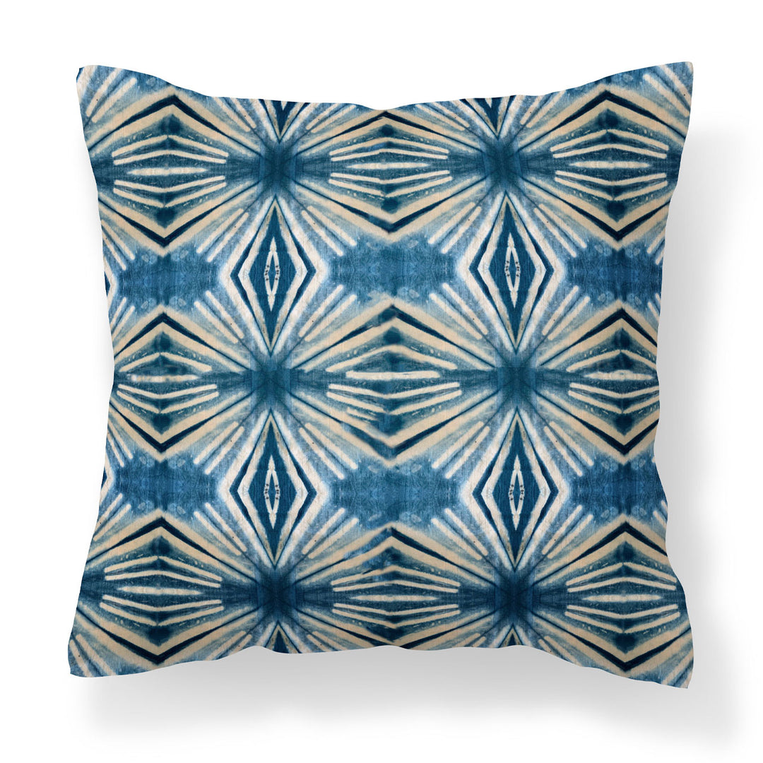 Indigo Itajime Diamond Cushion