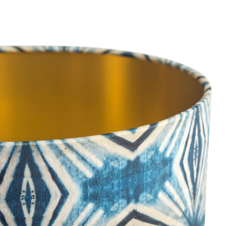 Indigo Itajime Diamond Drum Lampshade