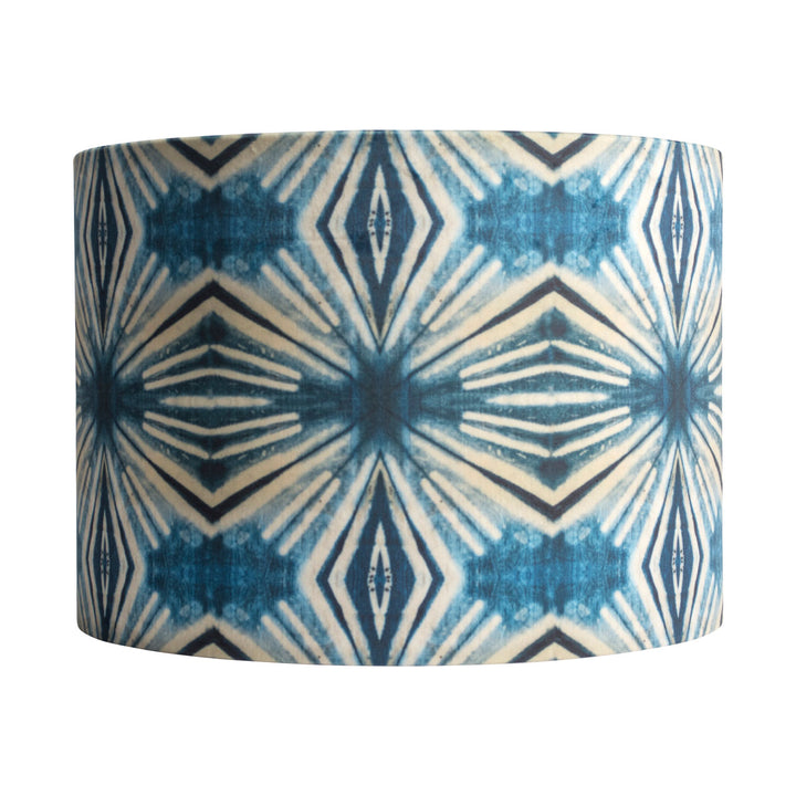 Indigo Itajime Diamond Drum Lampshade