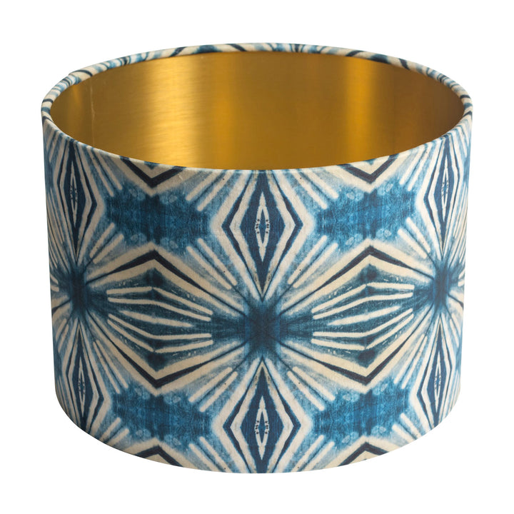 Indigo Itajime Diamond Drum Lampshade