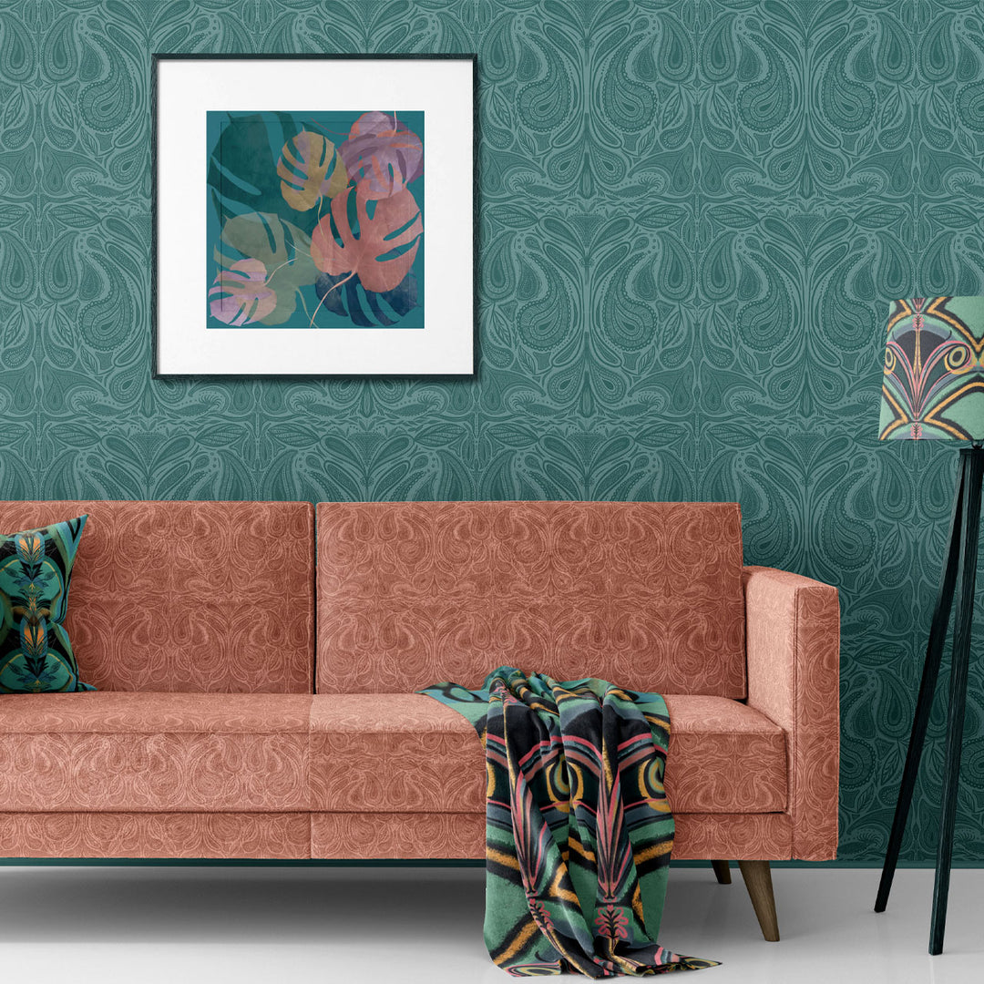 Margaux Teal Wallpaper
