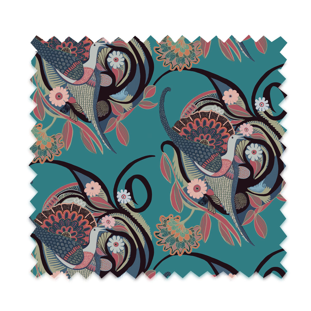 Phoenix Turquoise Velvet Fabric