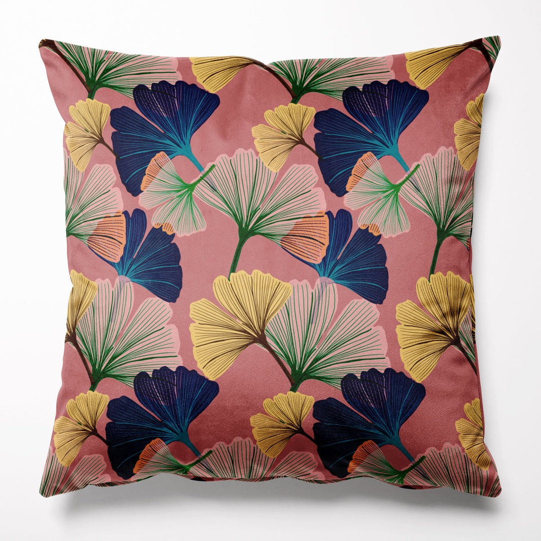 Ginkgo Rosy Velvet Cushion