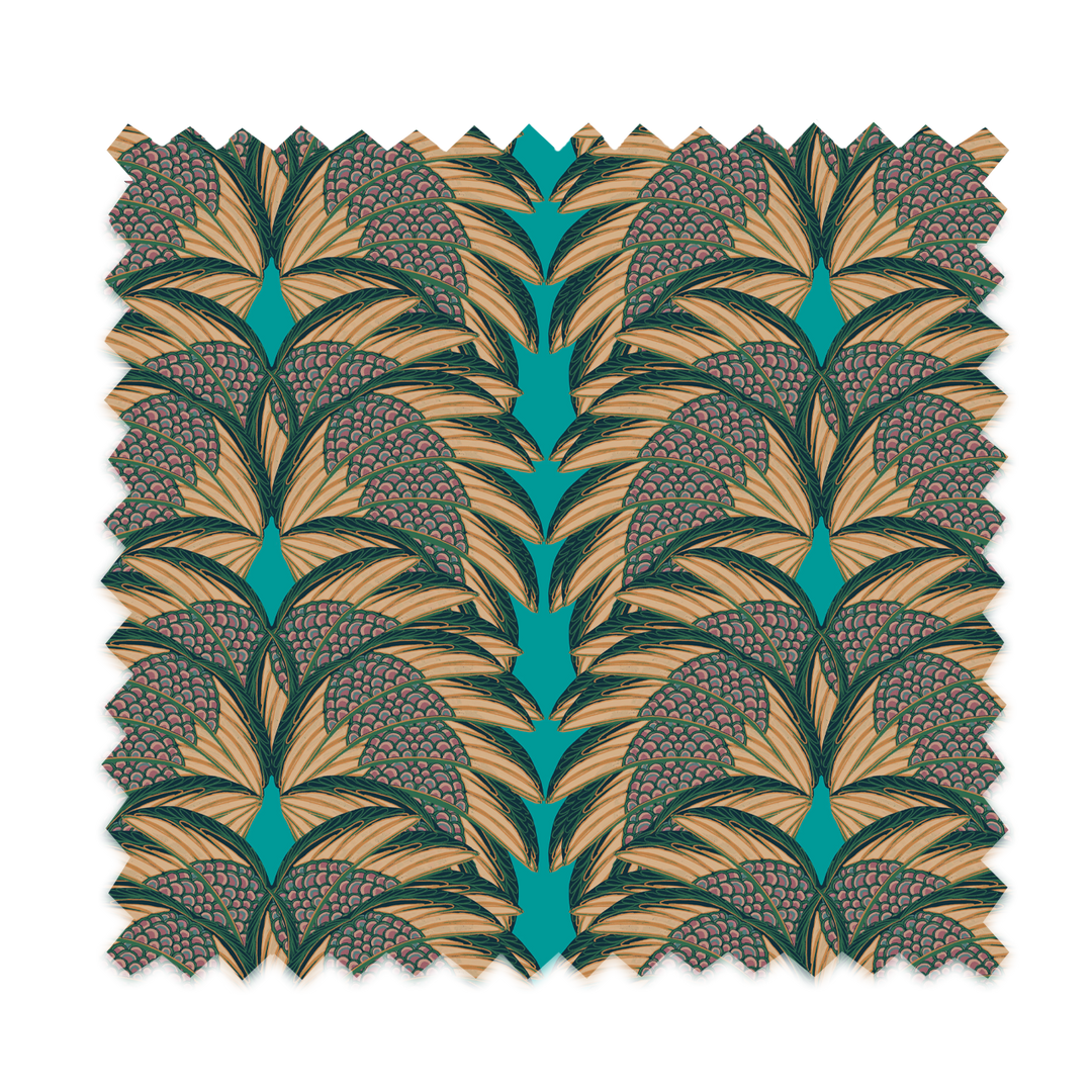 Plume Aqua Linen Fabric