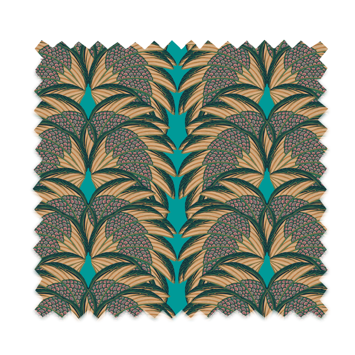Plume Aqua Linen Fabric